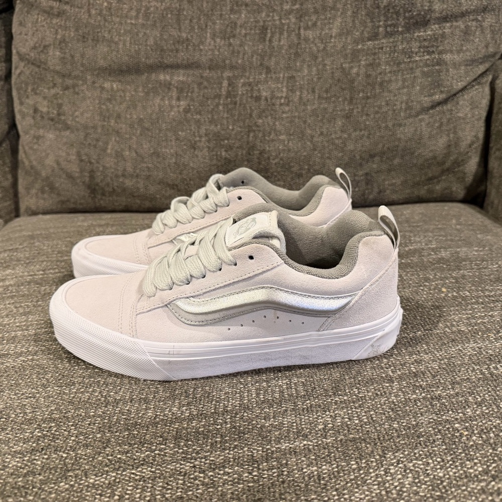 Vans Light Gray & silver Knu Skool Skate Sneakers